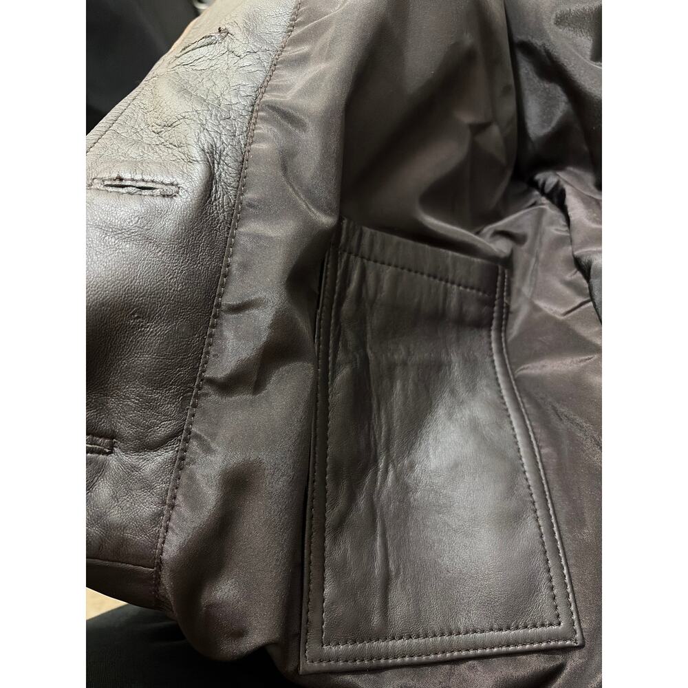Leather Coat Women’s Dark Brown Size M Mid Length NEW - Picture 8 of 11